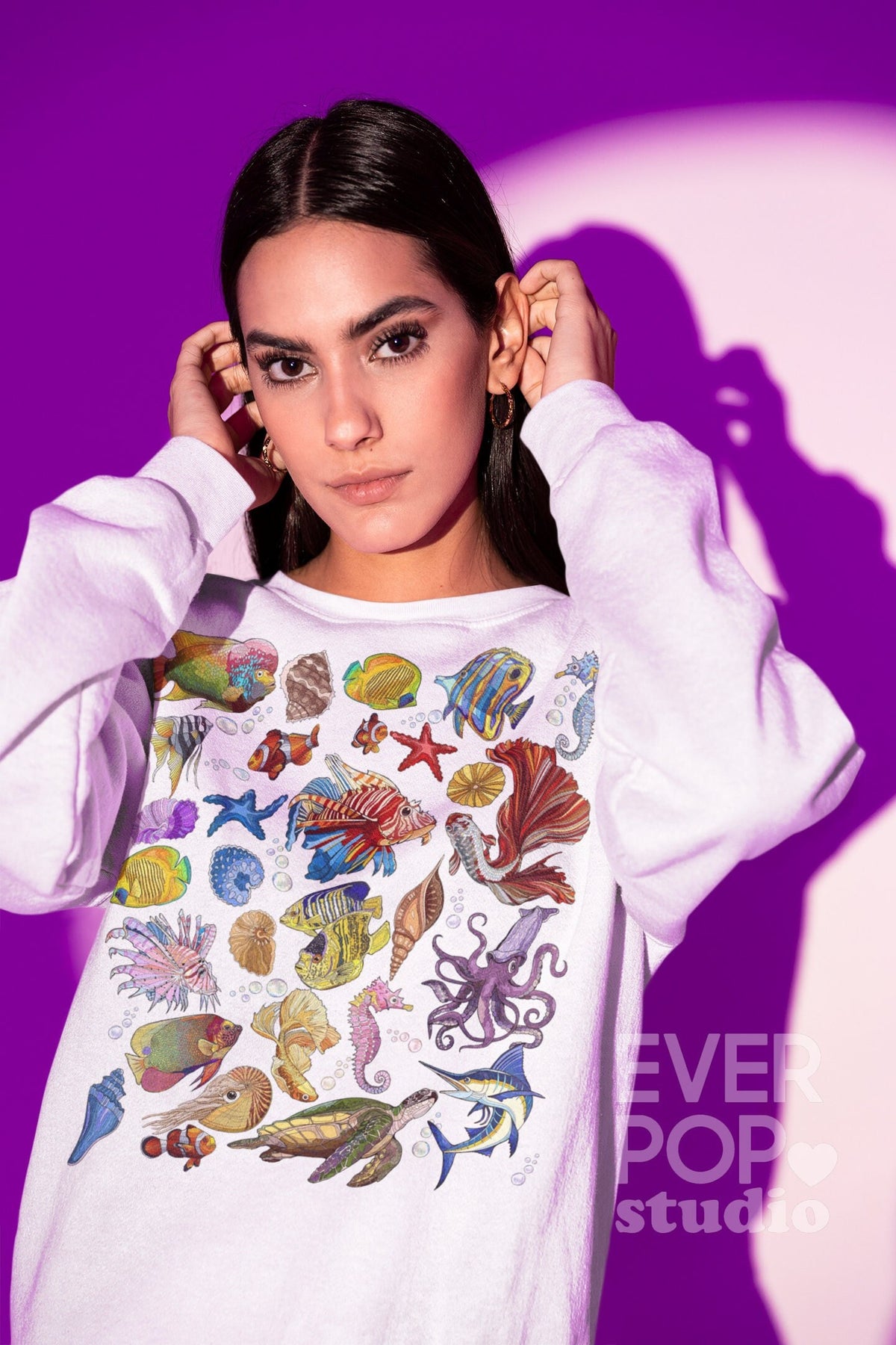 Tropical Fish Hoodie Beach Sea Sweatshirt Ocean Animal Sweater Seashell Graphic Tee Boho Octopus Shirt Marine Colorful Gift Hoodie – Everyday Comfort · Great Gift For Fans