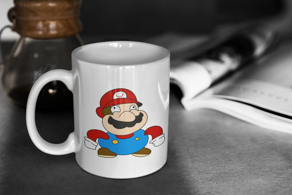 Super Mario Cute Silly Mario Funny 11oz White Glossy Mug Perfect Gift for Gamers and Mario Fans Graphic Tee – Easygoing Wear · Great Gift For Fans