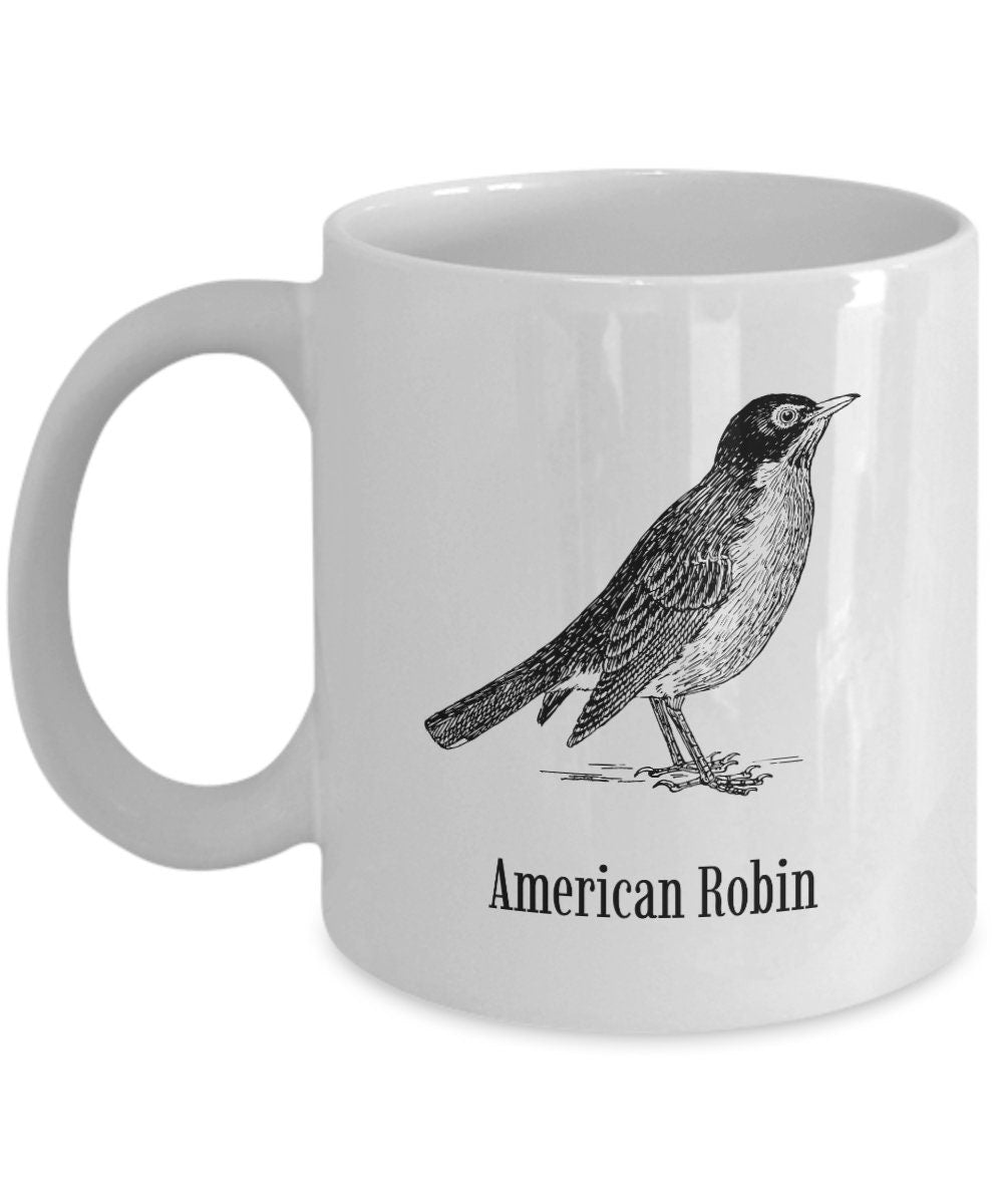 Bird Lover Gift Bird Watching Mug Ornithology Mug Birding Gift American Robin Bird Species Graphic Tee – Aesthetic Look · Great Gift For Fans