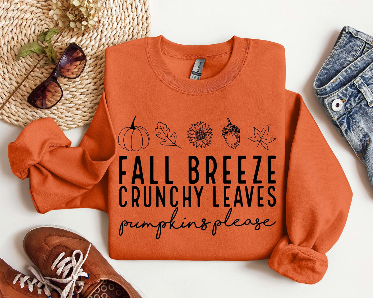 Fall Breeze Crunchy Leaves SweatshirtFall Leaves ShirtFall Season CrewneckFall GiftsAutumn Leaves ShirtTis the Season ShirtFall Shirt Sweatshirt – Premium Graphic · Top Pick For Any Outfit