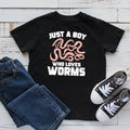 Just A Boy Who Likes Worms TShirt Kids Tee Toddler Shirt Worm Lover Boys Apparel Graphic Tee – Fan Favorite · Great Gift For Fans