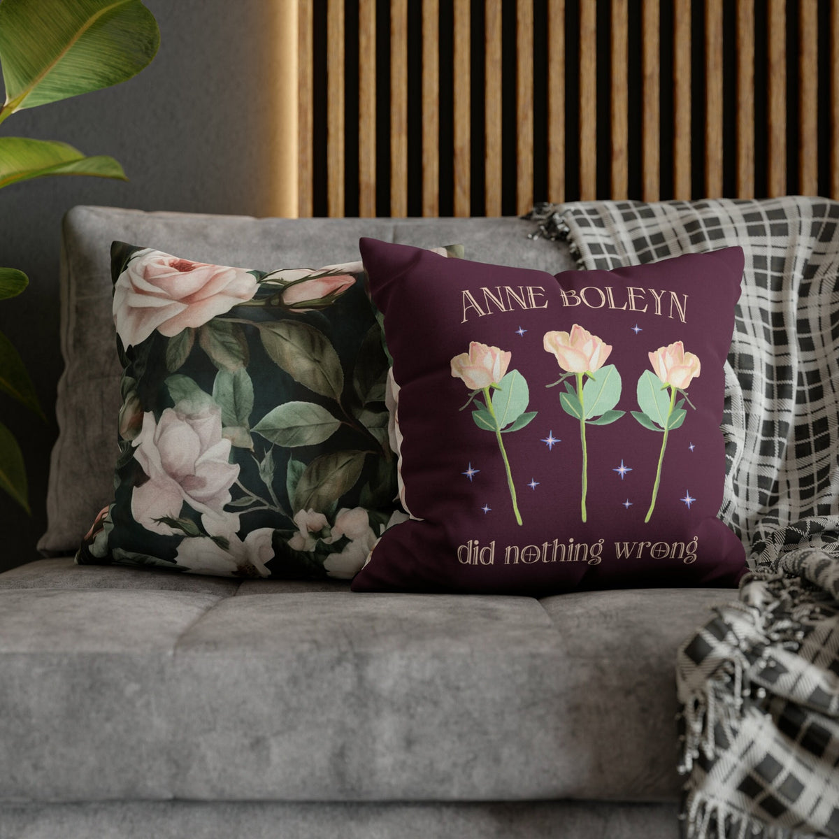 Floral History Pillow Case with Roses Anne Boleyn Did Nothing Wrong Cute Tudor History Decor History Student Social Studies Teacher Gift Graphic Tee – Feel-Good Design · Trending Graphic Apparel