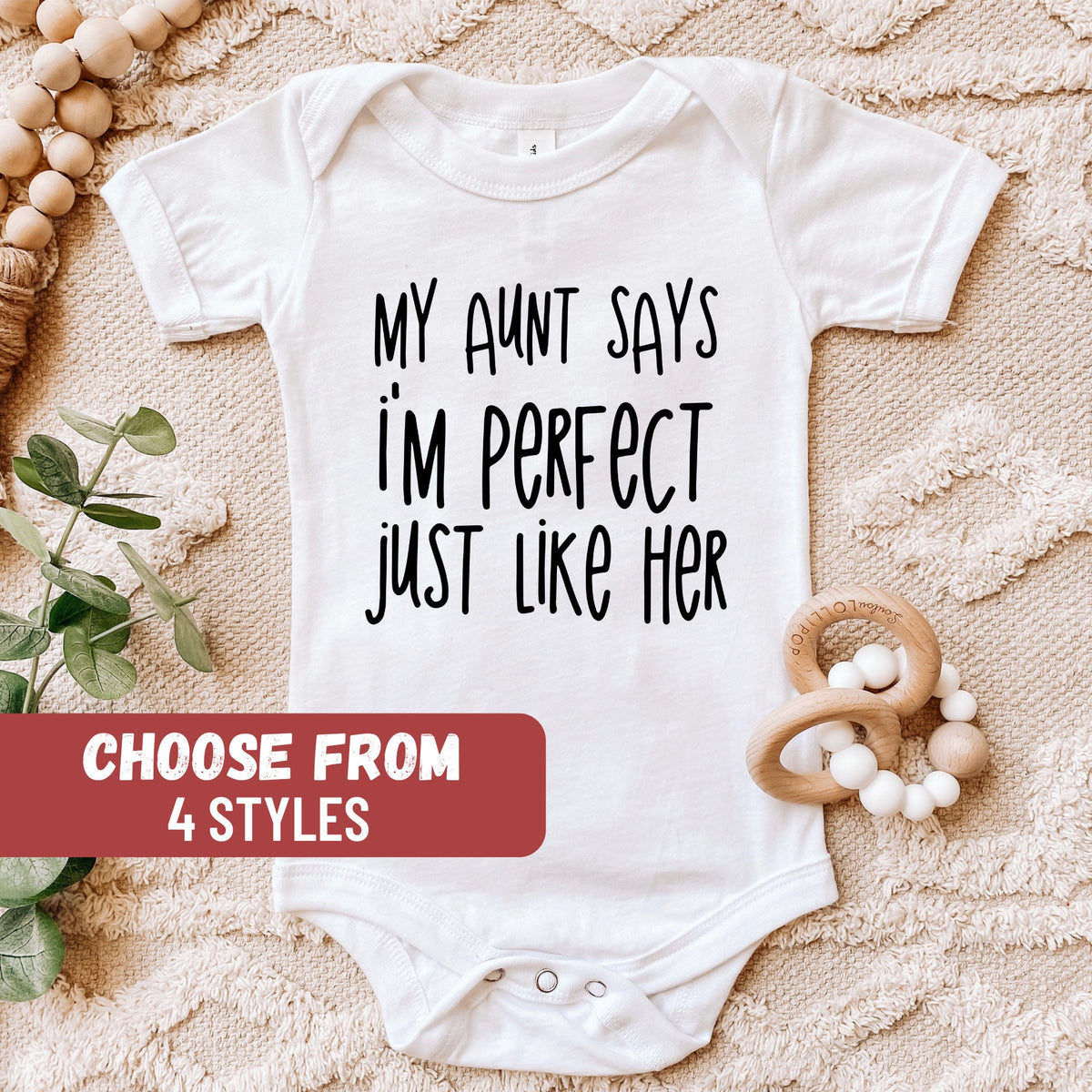 Aunt Baby Bodysuit Funny Baby Bodysuit Baby Shower Gift Aunt Baby Gift Unisex Baby Shirt My Aunt Says I39m Perfect Like Her Baby Bodysuit Graphic Tee – Soft Feel · Great Gift For Fans