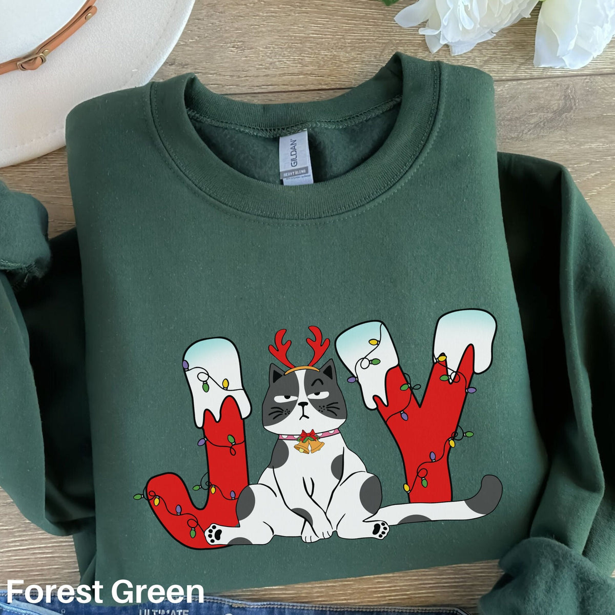 Cat Sweatshirt Funny Christmas Cat Sweater Joy Sweatshirt Cat Lover Gift Christmas Cat Shirt Cat Mom Shirt Crewneck Holiday Sweatshirt Sweatshirt – Aesthetic Look · Perfect For Daily Wear