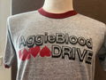 Vintage 8039s Texas AM Aggies Aggie Blood Drive Heather Grey Ringer T Shirt Size M Graphic Tee – Bold Style · High-Quality Print