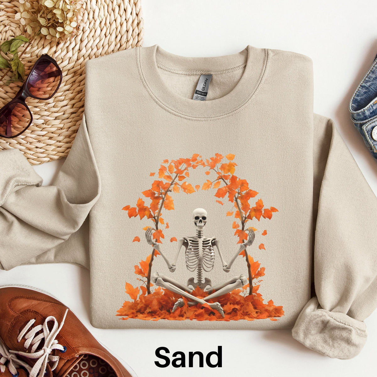 Skeleton Fall Sweatshirt Fall Leaves Sweater Yoga Skeleton Fall Shirt Fall Season Sweater Autumn Sweatshirt Fall Lover Gift Autumn Lover Sweatshirt – Everyday Comfort · Must-Have Style
