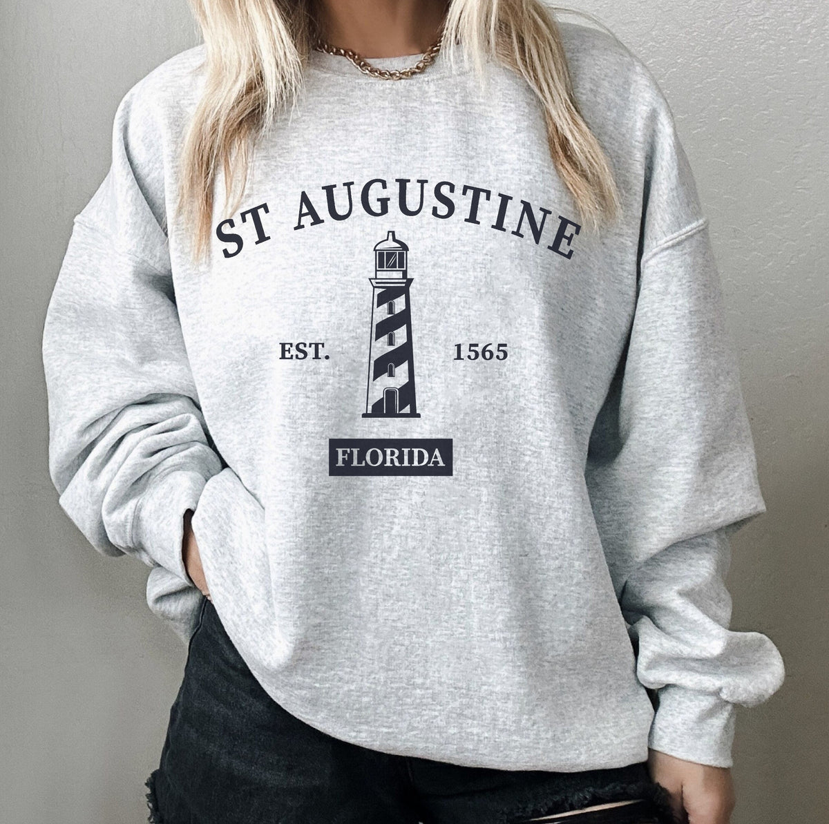 St Augustine Florida Lighthouse Crewneck Sweatshirt Unisex Saint Augustine Pullover Gift Sweatshirt – Fan Favorite · Top Pick For Any Outfit