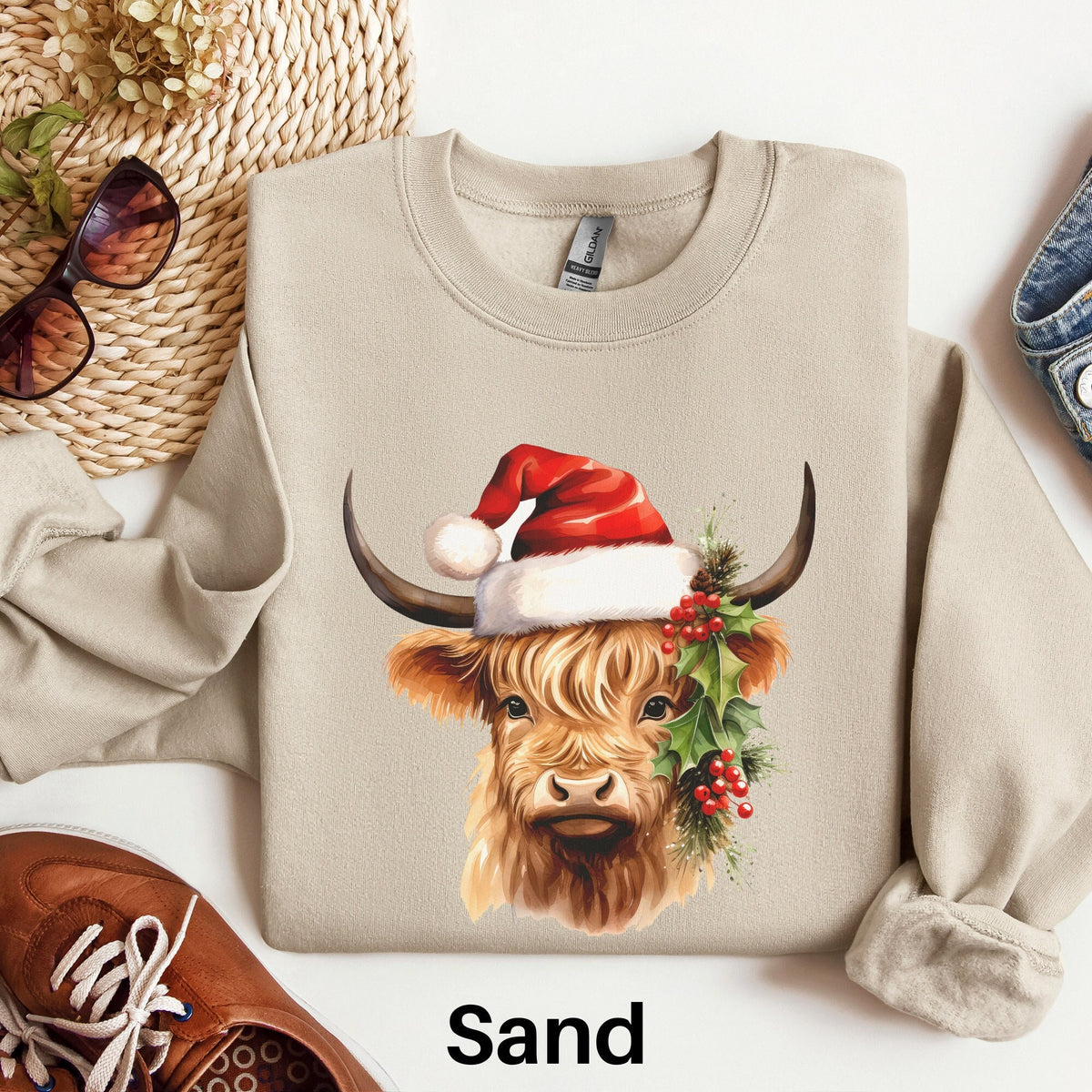Highland Cow Sweater Cow Sweatshirt Farm Animal Christmas Shirt Holiday Sweatshirt Crewneck Holiday Sweatshirt Cute Cow Shirt Cow Gift Sweatshirt – Easygoing Wear · Great Gift For Fans