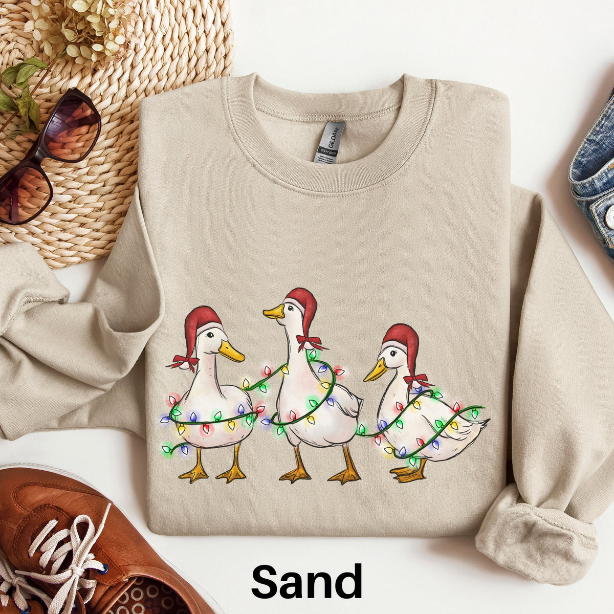 Duck Christmas Sweatshirt Cute Duck Christmas Sweater Farmer Gift Tractor Lover Shirt Christmas Animals Western Small Town Christmas Sweatshirt – Everyday Comfort · Top Pick For Any Outfit