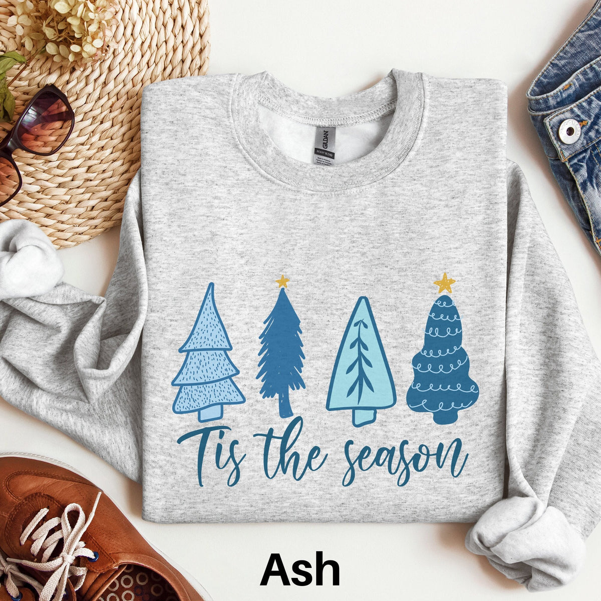 Blue Christmas Sweatshirt Tis the Season Sweater Christmas Trees Shirt Simple Christmas Sweater Retro Christmas Shirt Holiday Sweater Sweatshirt – Fan Favorite · Must-Have Style