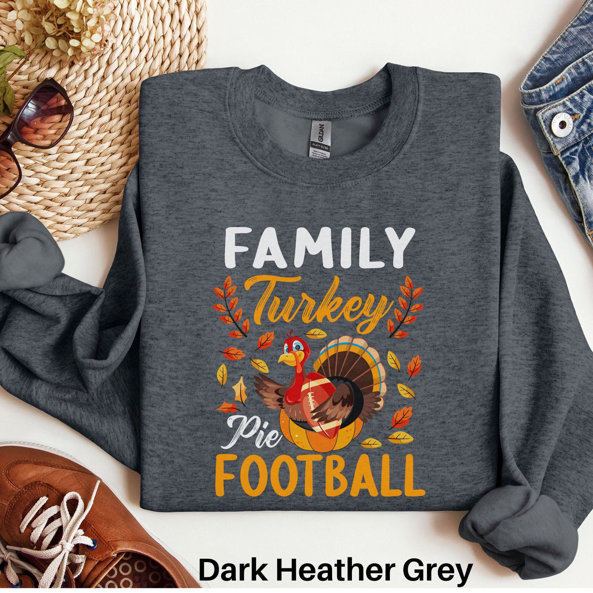 Thanksgiving Turkey Sweatshirt Thanksgiving Dinner Sweater Football Sweatshirt Fall Favorites Shirt Thankful Shirt Autumn Sweater Sweatshirt – Premium Graphic · Must-Have Style