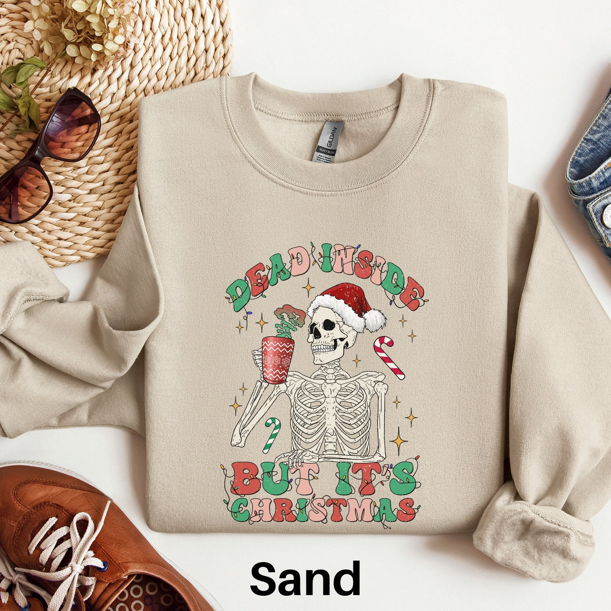Dead Inside Skeleton Christmas Sweatshirt Coffee Lover Gift Funny Christmas Sweater Crewneck Holiday Sweatshirt Sarcastic Christmas Shirt Sweatshirt – Premium Graphic · Perfect For Daily Wear