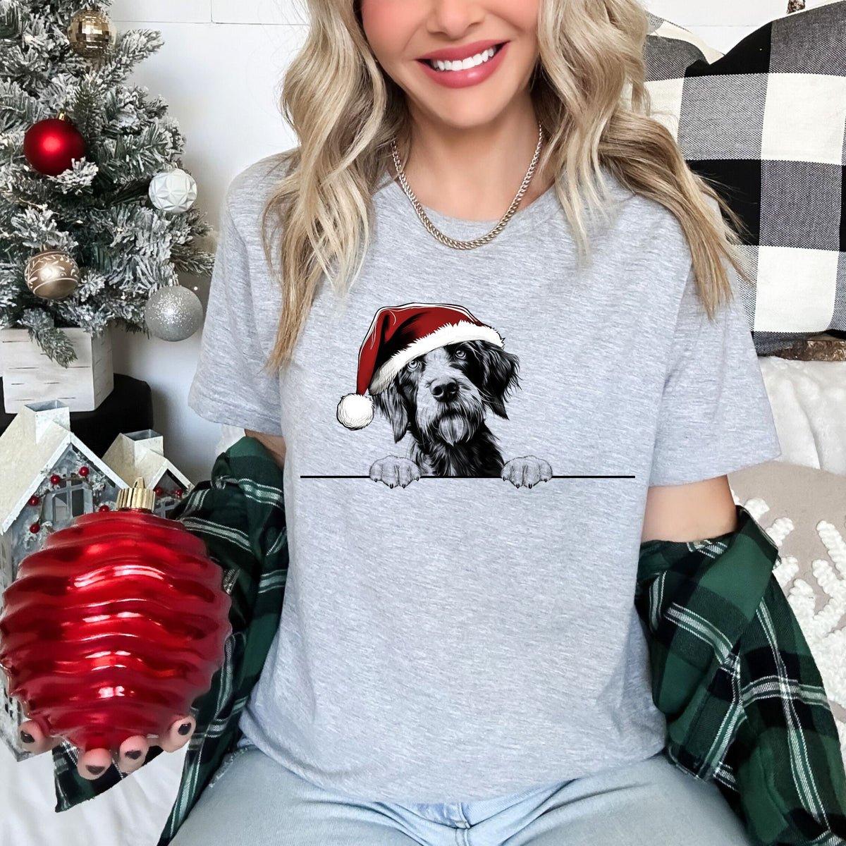 Xmas Tshirt German Wirehaired Pointer Dog Christmas T Shirt Santa Hat Design Xmas TShirt Holiday Season Shirt For Men Women Kids Graphic Tee – Cozy Vibes · Must-Have Style