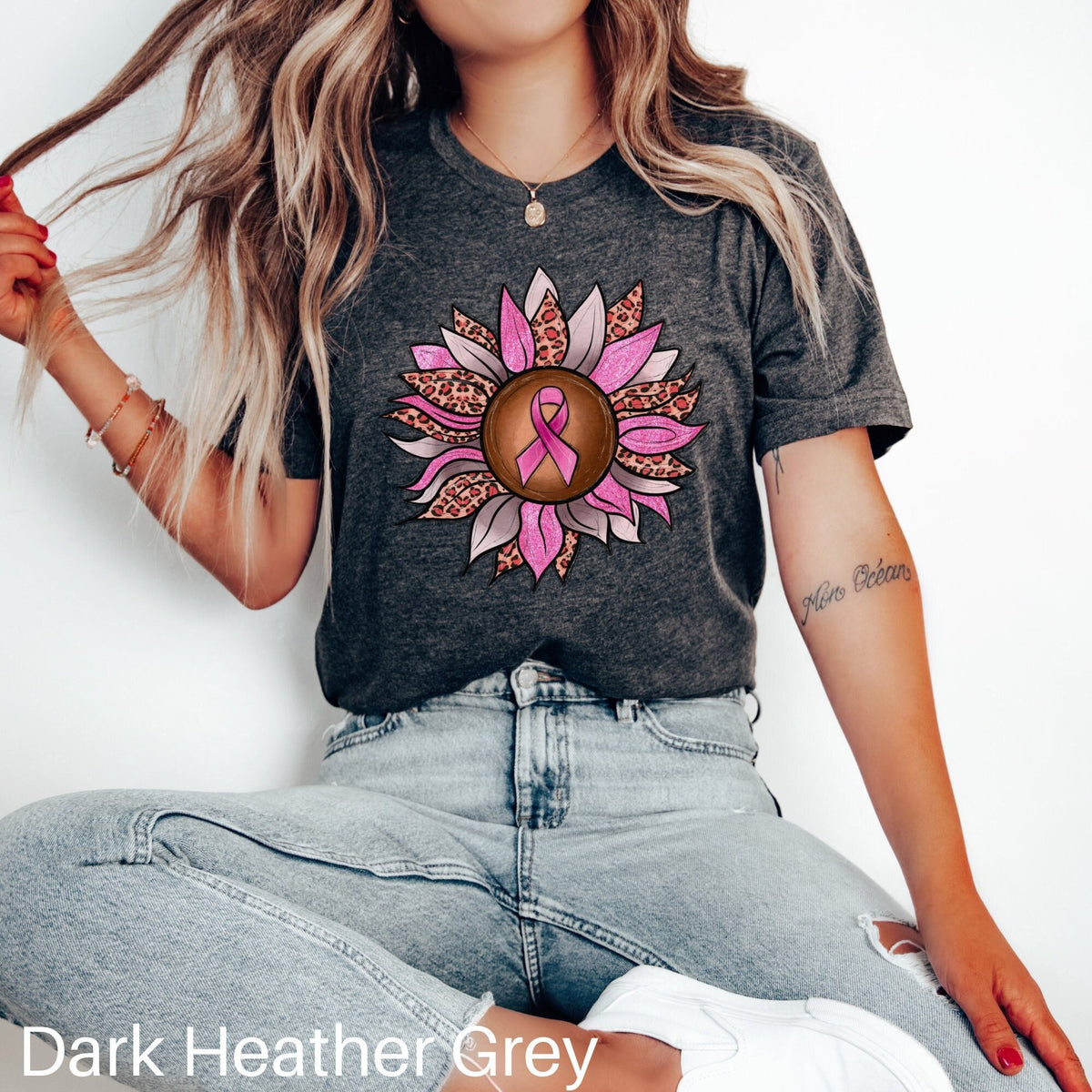 Sunflower Breast Cancer Shirt Pink Ribbon Heart Shirt Cancer Warrior Tshirt Breast Cancer Gift Cancer Support Tee Cancer Survivor Graphic Tee – Fan Favorite · High-Quality Print