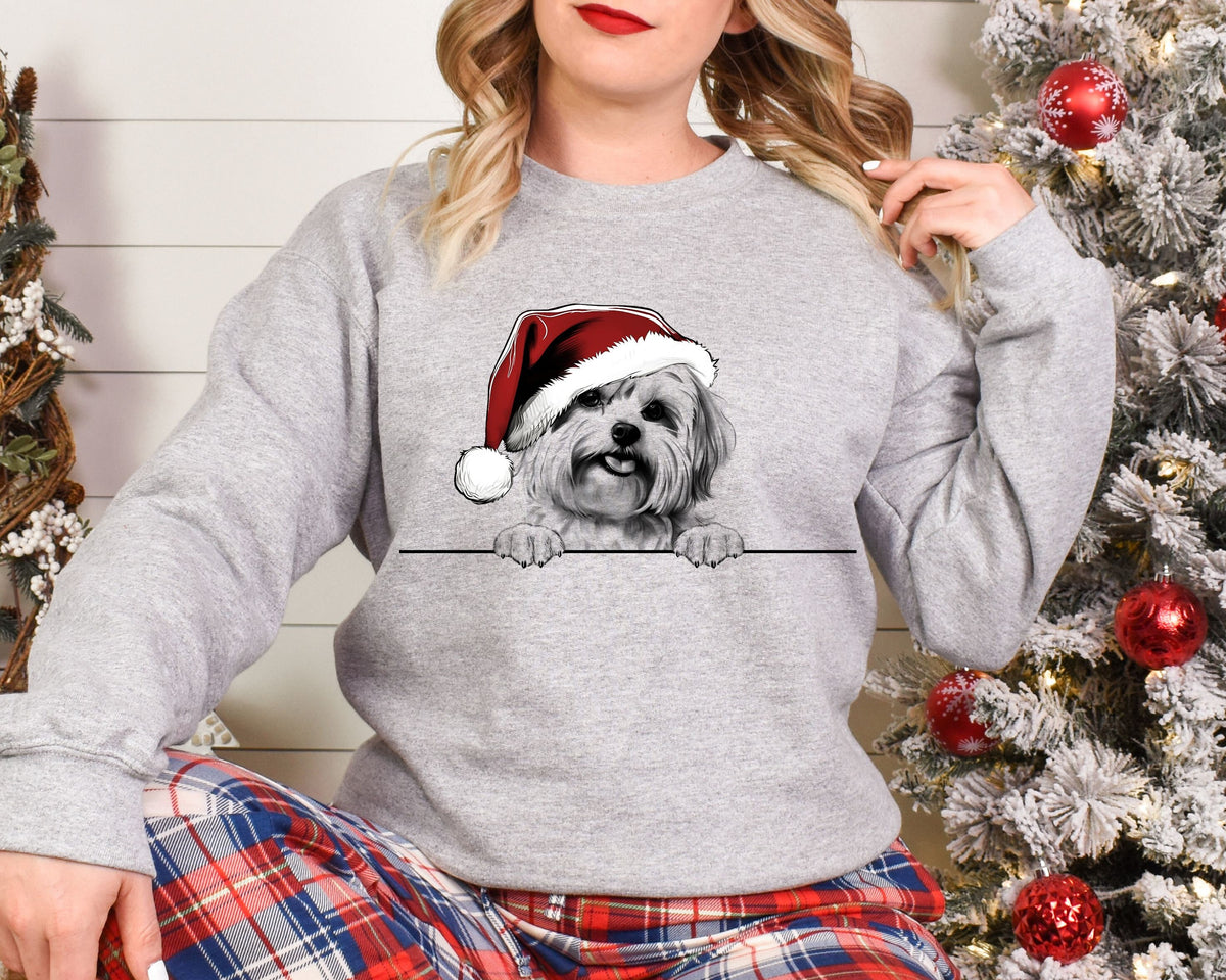 Xmas Sweatshirt Maltese Dog Christmas Sweater Xmas Jumper Day Santa Hat For Men Women Kids Sweatshirt – Fan Favorite · High-Quality Print