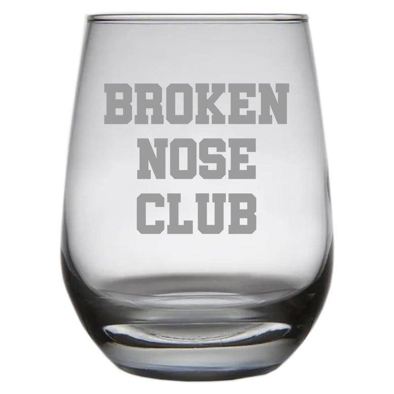 Broken Nose Gift Stemless Wine Glass Fractured Nose Gift Get Well Gift for Fractured Nose Broken Nose Club Graphic Tee – Fan Favorite · Must-Have Style
