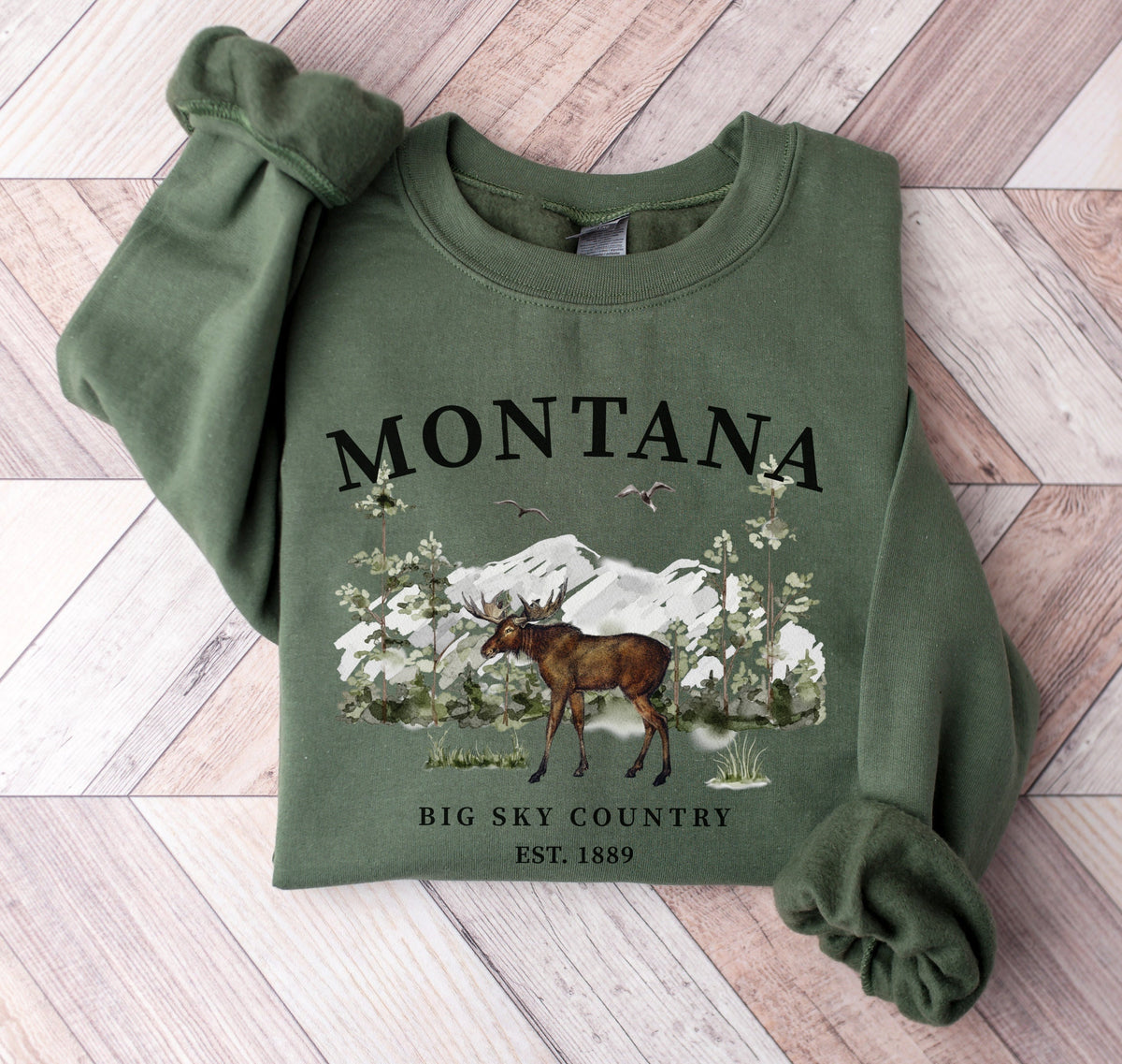 Unisex Montana Big Sky Country Moose Crewneck Sweatshirt Montana Pullover Gift Sweatshirt – Warm & Stylish · Must-Have Style