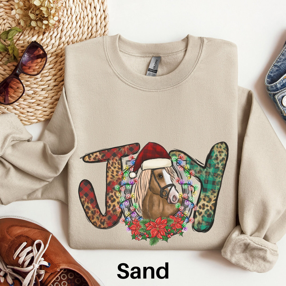 Christmas Horse Sweatshirt Western Christmas Sweater Horse Lover Gift Cowboy Christmas Equestrian Sweatshirt Horse Mom Shirt Sweatshirt – Bold Style · High-Quality Print