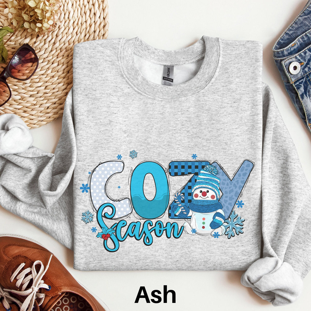 Blue Christmas Sweatshirt Cozy Season Sweater Winter Snow Shirt Snowman Christmas Sweater Retro Christmas Shirt Holiday Sweater Sweatshirt – Feel-Good Design · Trending Graphic Apparel