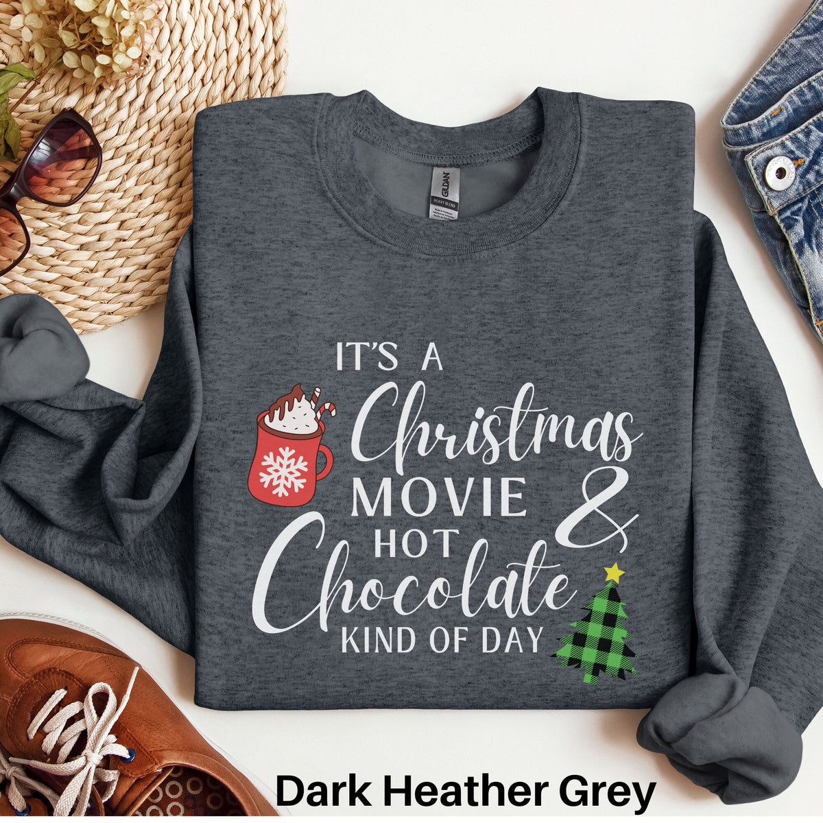 Christmas Movie Sweater Hot Chocolate Christmas Sweatshirt Retro Christmas Shirt Holiday Shirt Crewneck Holiday Sweatshirt Movie Lover Sweatshirt – Bold Style · High-Quality Print