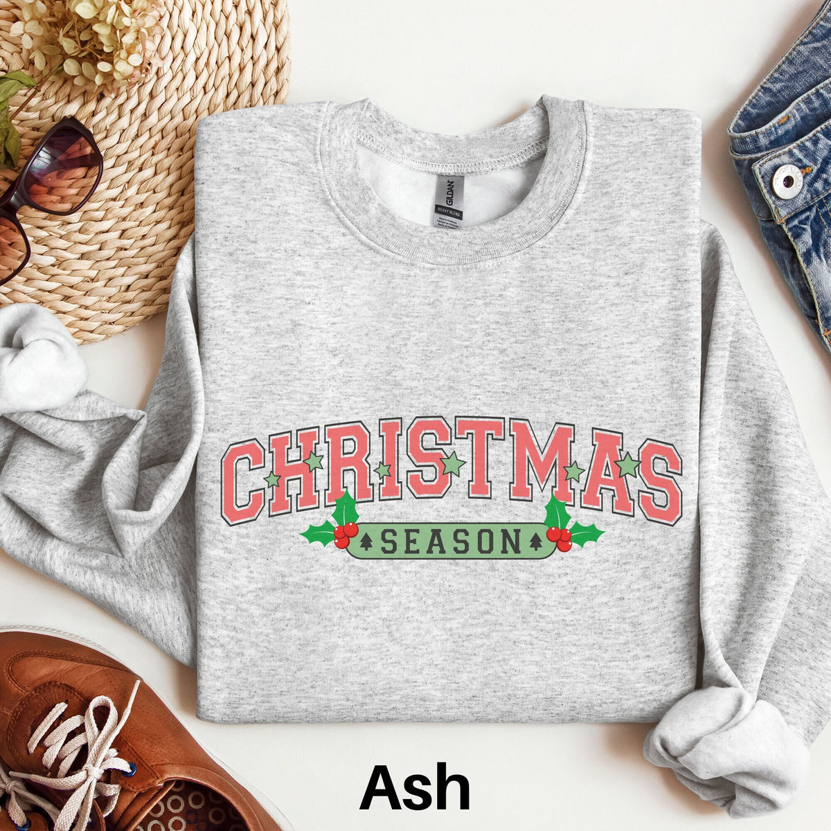 Christmas Season Sweater Retro Christmas Shirt Holiday Sweatshirt Crewneck Holiday Sweatshirt Cute Christmas Shirt Simple Xmas Sweater Sweatshirt – Cozy Vibes · Must-Have Style