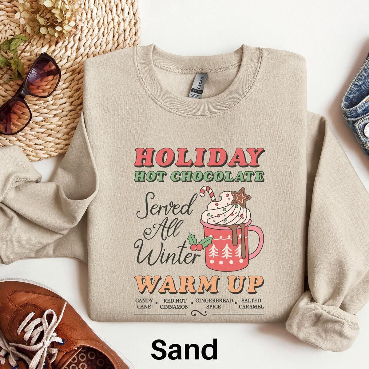 Hot Chocolate Christmas Sweater Retro Christmas Shirt Holiday Sweatshirt Crewneck Holiday Sweatshirt Cute Christmas Shirt Sweatshirt – Everyday Comfort · Top Pick For Any Outfit