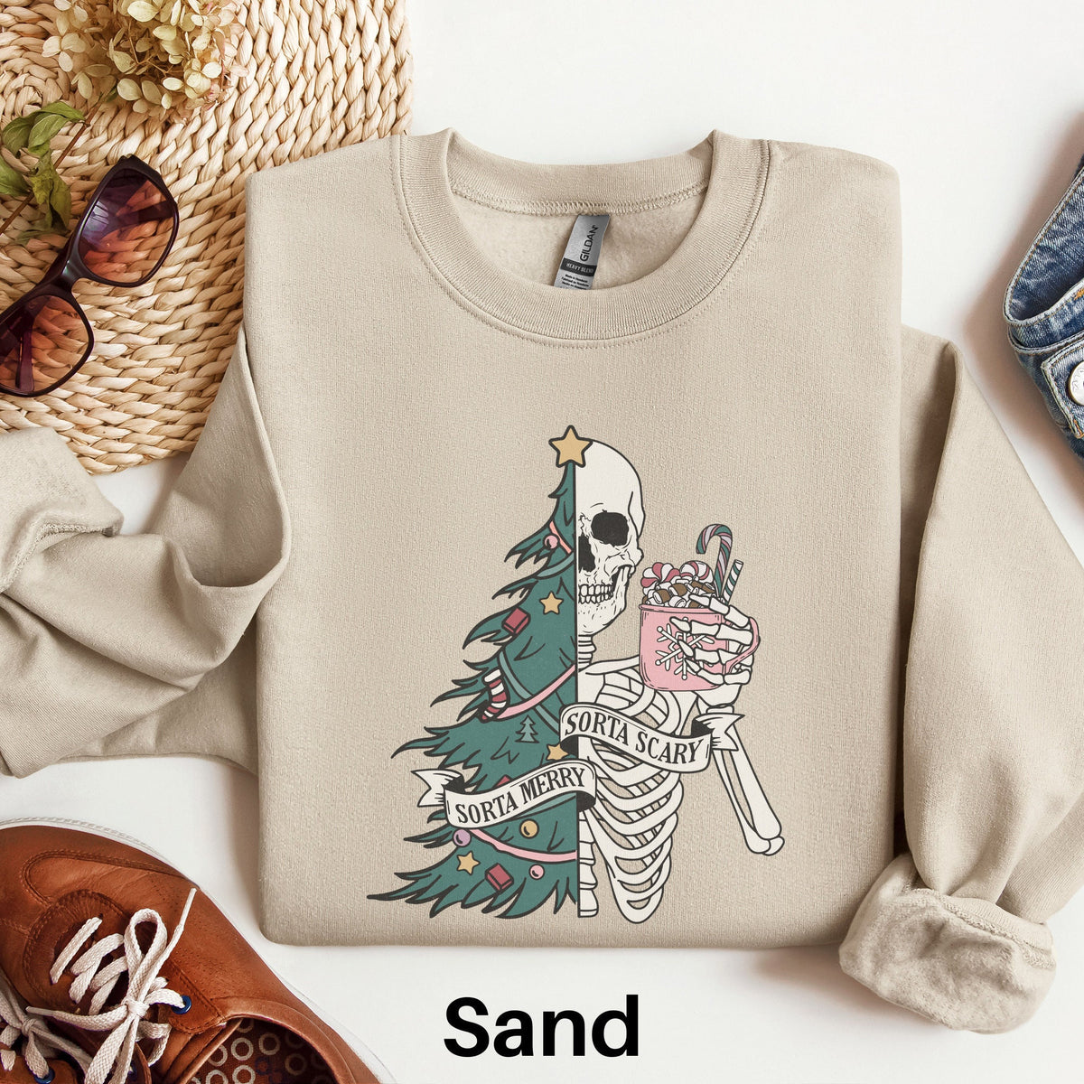 Christmas Skeleton Sweatshirt Funny Skeleton Sweater Scary Christmas Spooky Christmas Shirt Goth Christmas Sweater Gothic Xmas Shirt Sweatshirt – Feel-Good Design · Perfect For Daily Wear