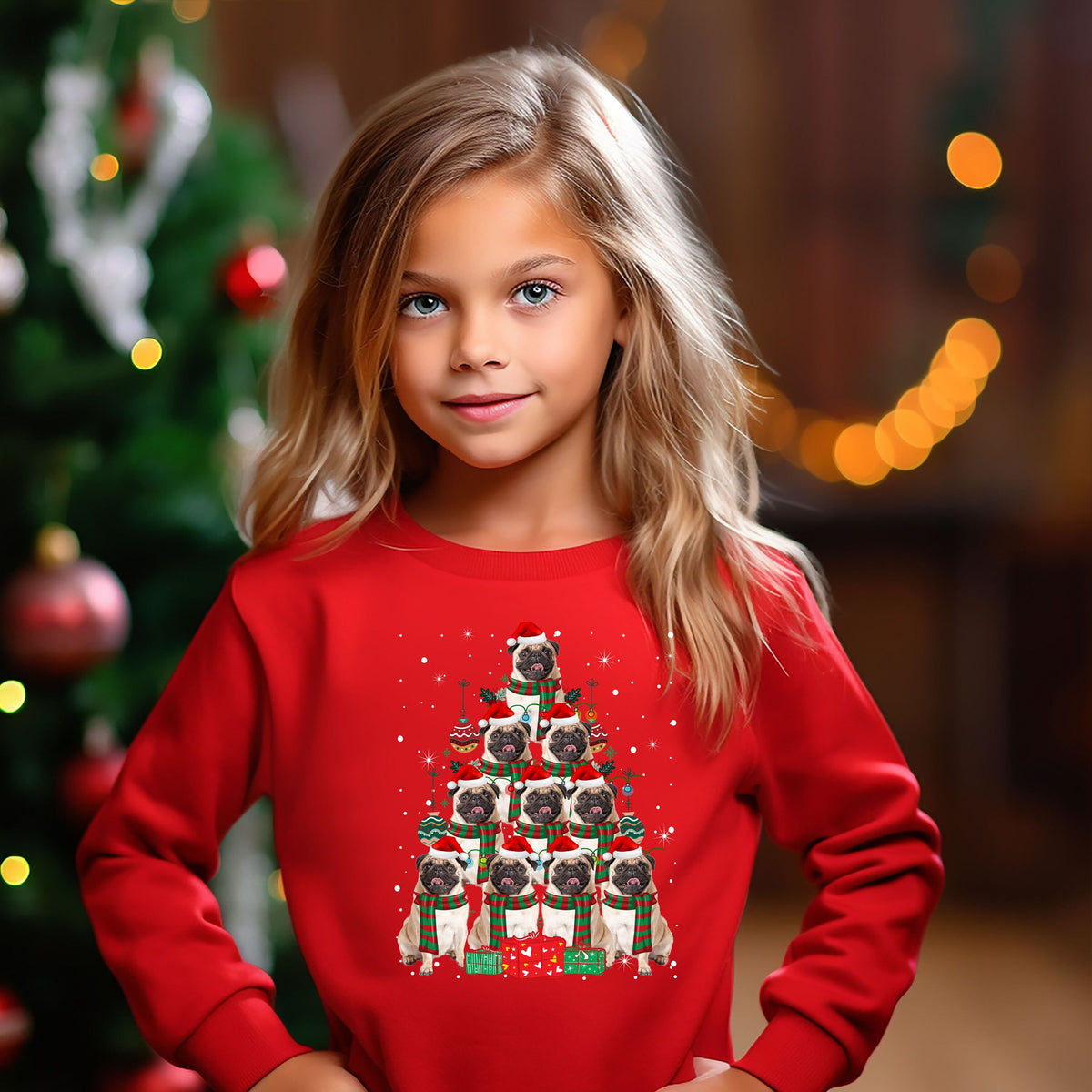 Kids Christmas Jumper Pug Dog Kids Xmas Gift Childrens Xmas Sweater Kids Christmas Sweatshirt Childs Xmas Tree 2 Sweatshirt – Cozy Vibes · Trending Graphic Apparel