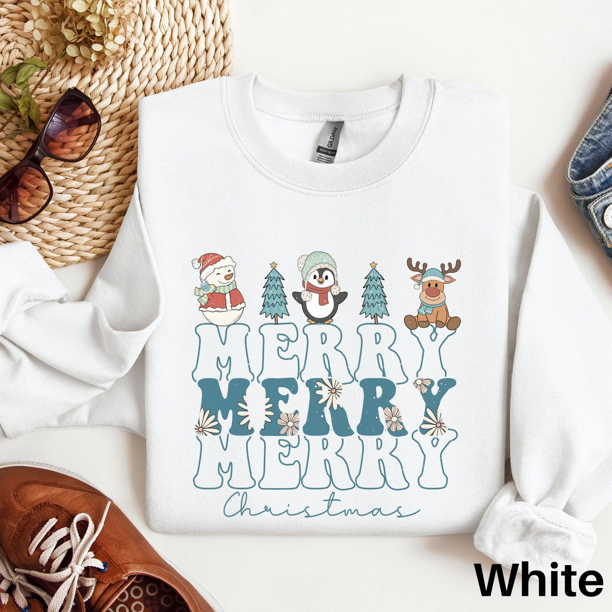 Blue Christmas Sweater Winter Season Sweater Christmas Snowman Shirt Penguin Christmas Sweater Retro Christmas Shirt Holiday Sweater Graphic Tee – Premium Graphic · High-Quality Print
