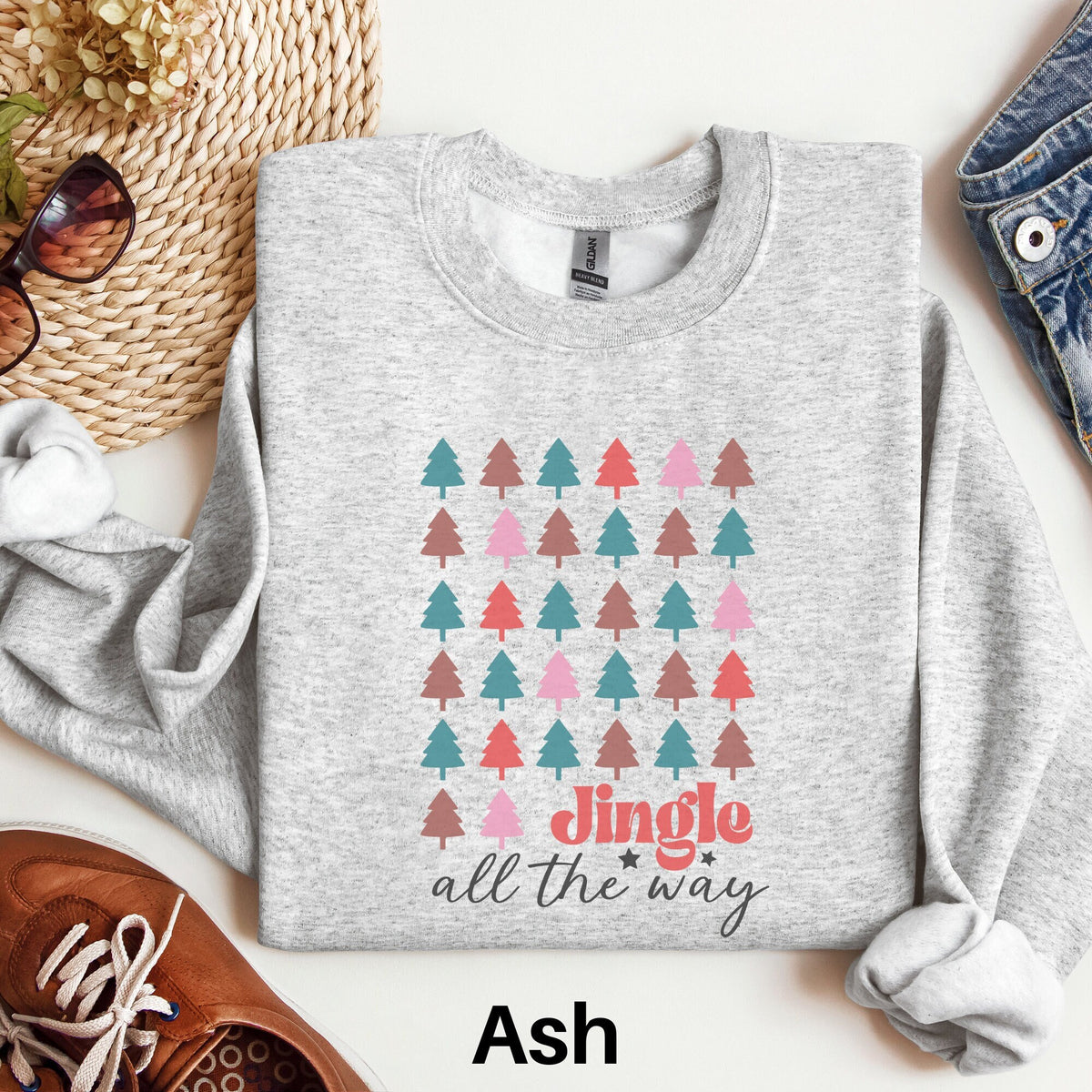 Jingle All the Way Sweater Christmas Tree Sweater Retro Christmas Shirt Holiday Sweatshirt Crewneck Holiday Sweatshirt Cute Xmas Shirt Sweatshirt – Bold Style · Trending Graphic Apparel