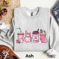 Christmas Coffee Sweatshirt Pink Christmas Shirt Holiday Sweatshirt Crewneck Holiday Sweater Coffee Lover Gift Pastel Christmas Tee Sweatshirt – Soft Feel · Top Pick For Any Outfit