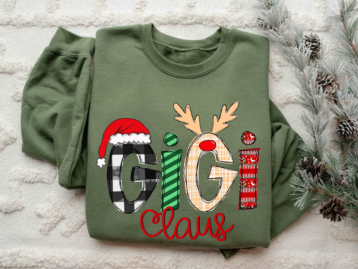 Gigi Claus Sweatshirt Christmas Grandma Claus Sweatshirt Grandma Sweater Nana And Grandkids Sweatshirt Gifts For Nana Gigi Christmas Sweatshirt – Feel-Good Design · Trending Graphic Apparel