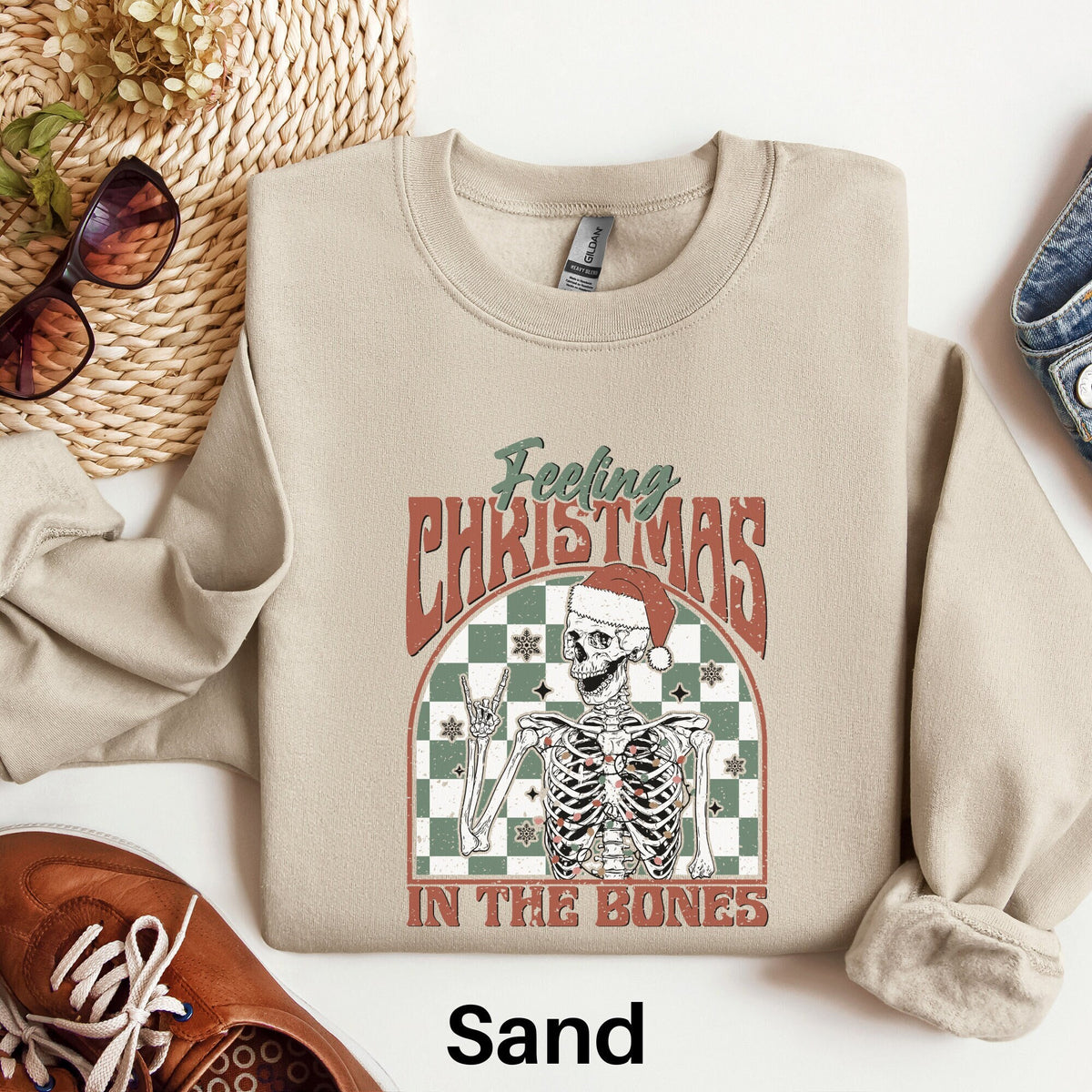 Skeleton Christmas Sweatshirt Feeling Christmas in the Bones Funny Christmas Sweater Crewneck Holiday Sweatshirt Sarcastic Christmas Shirt Sweatshirt – Cozy Vibes · Great Gift For Fans