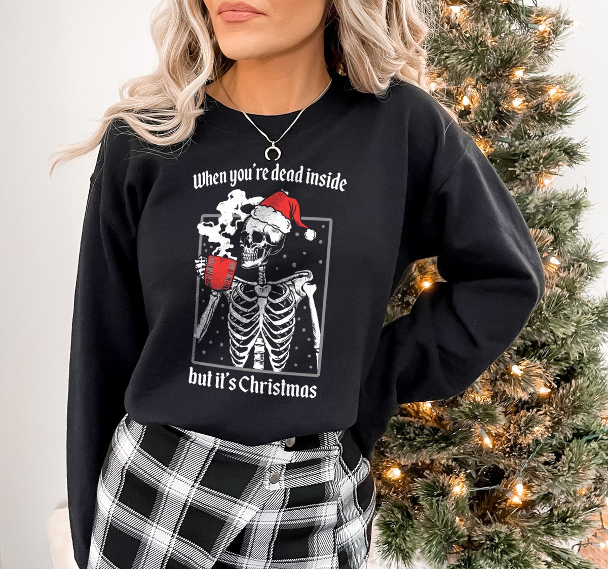 Christmas Coffee Sweatshirt Goth Christmas Skeleton Sweater Dead Inside Sweatshirt But It39s Christmas Sweatshirt Sweatshirt – Bold Style · Trending Graphic Apparel