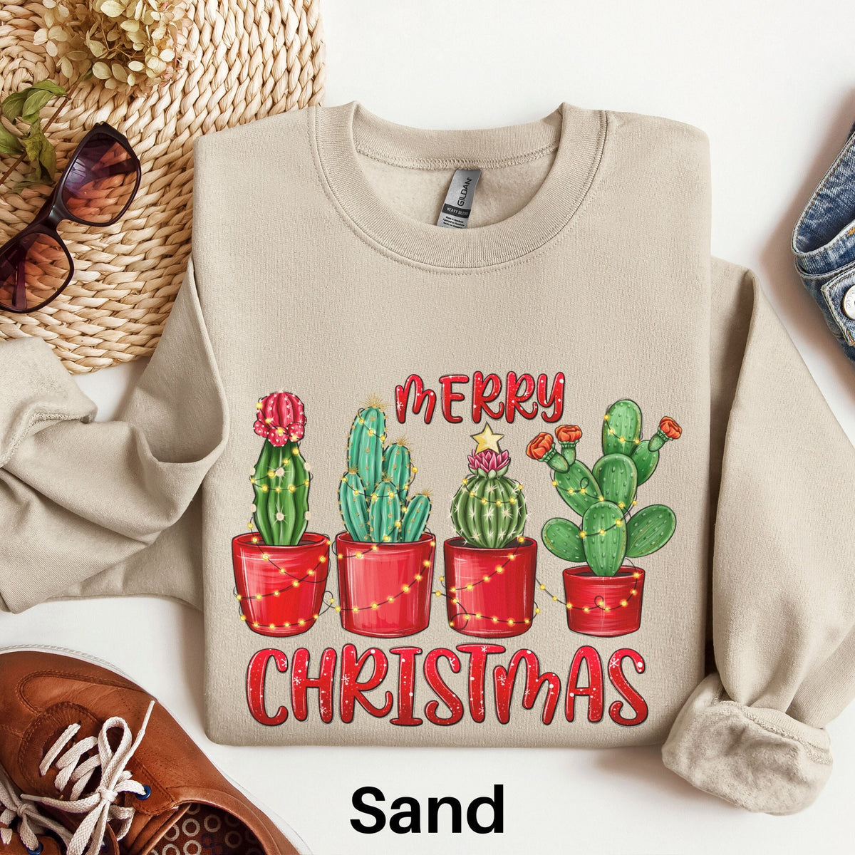 Christmas Cactus Sweatshirt Retro Western Country Christmas Sweater Cowgirl Howdy Christmas Small Town Christmas Rodeo Shirt Sweatshirt – Bold Style · Must-Have Style