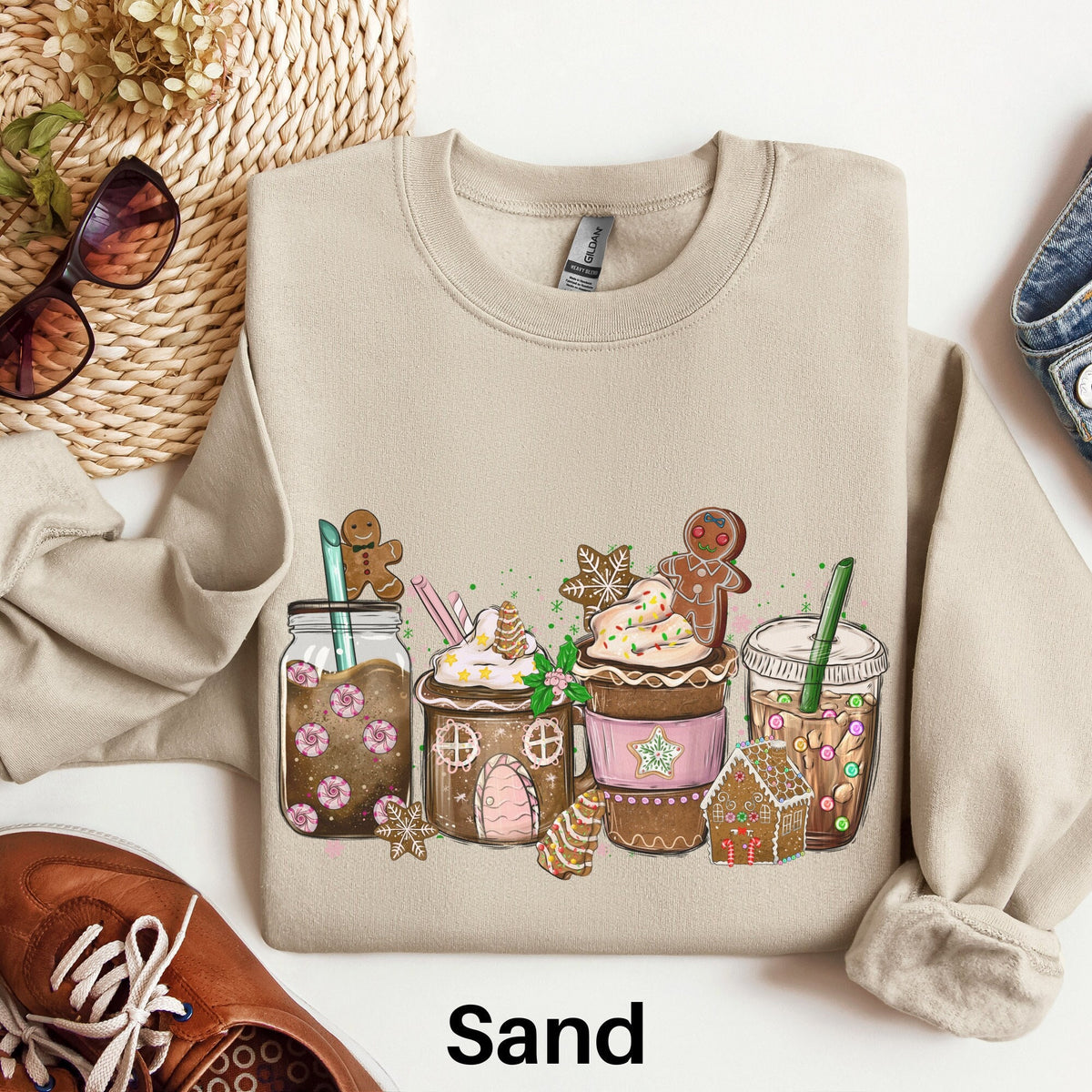 Pink Gingerbread Coffee Christmas Sweatshirt Coffee Lover Sweater Retro Christmas Shirt Holiday Sweatshirt Cute Christmas Shirt Sweatshirt – Fan Favorite · Trending Graphic Apparel