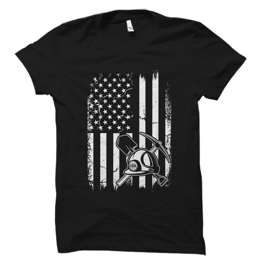 Mining Shirt Mining Gift Miner Shirt Miner Gift USA Shirt USA Flag Shirt Patriotic Shirt Gift for Miner Heavy Equipment OS5383 Graphic Tee – Soft Feel · High-Quality Print