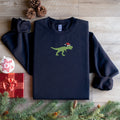 Embroidered TRex Santa Christmas Sweatshirt Dinosaur Holiday Festive Xmas Dino Crewneck Sweatshirt – Soft Feel · Top Pick For Any Outfit