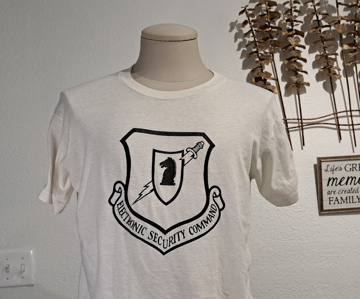 Vintage 8039s Electronic Security Command white Tshirt size M Graphic Tee – Soft Feel · Trending Graphic Apparel