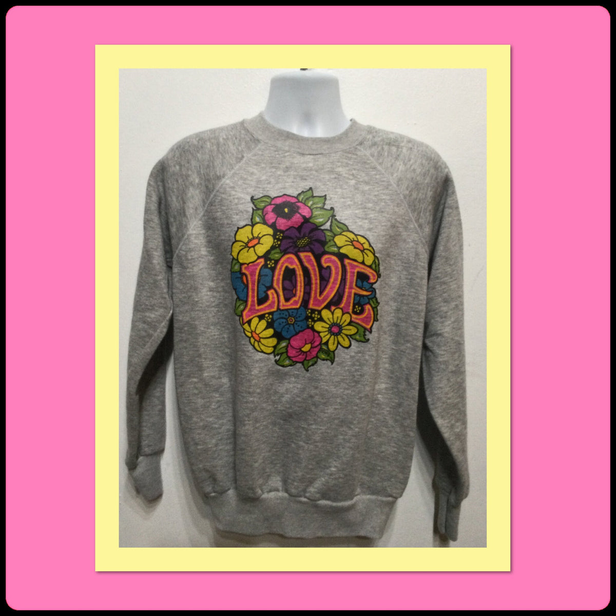 Vintage 1970s unworn flower power quotLovequot decal sweatshirt Sweatshirt – Warm & Stylish · High-Quality Print