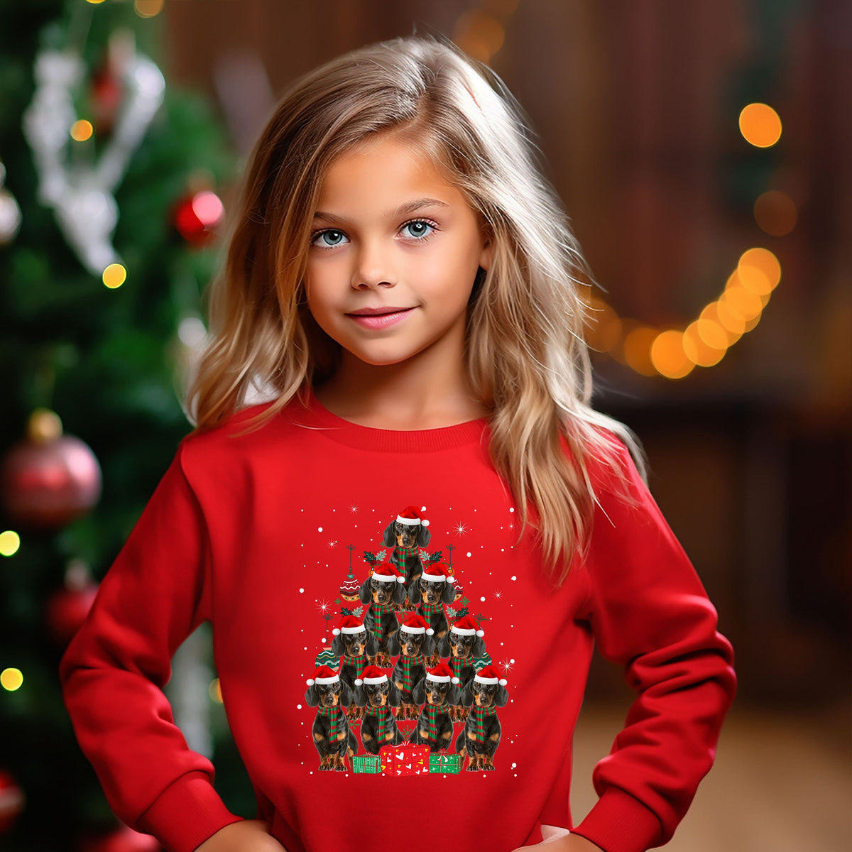 Kids Christmas Jumper Dachshund Dog Kids Xmas Gift Childrens Xmas Sweater Kids Christmas Sweatshirt Childs Xmas Tree 2 Sweatshirt – Premium Graphic · Trending Graphic Apparel