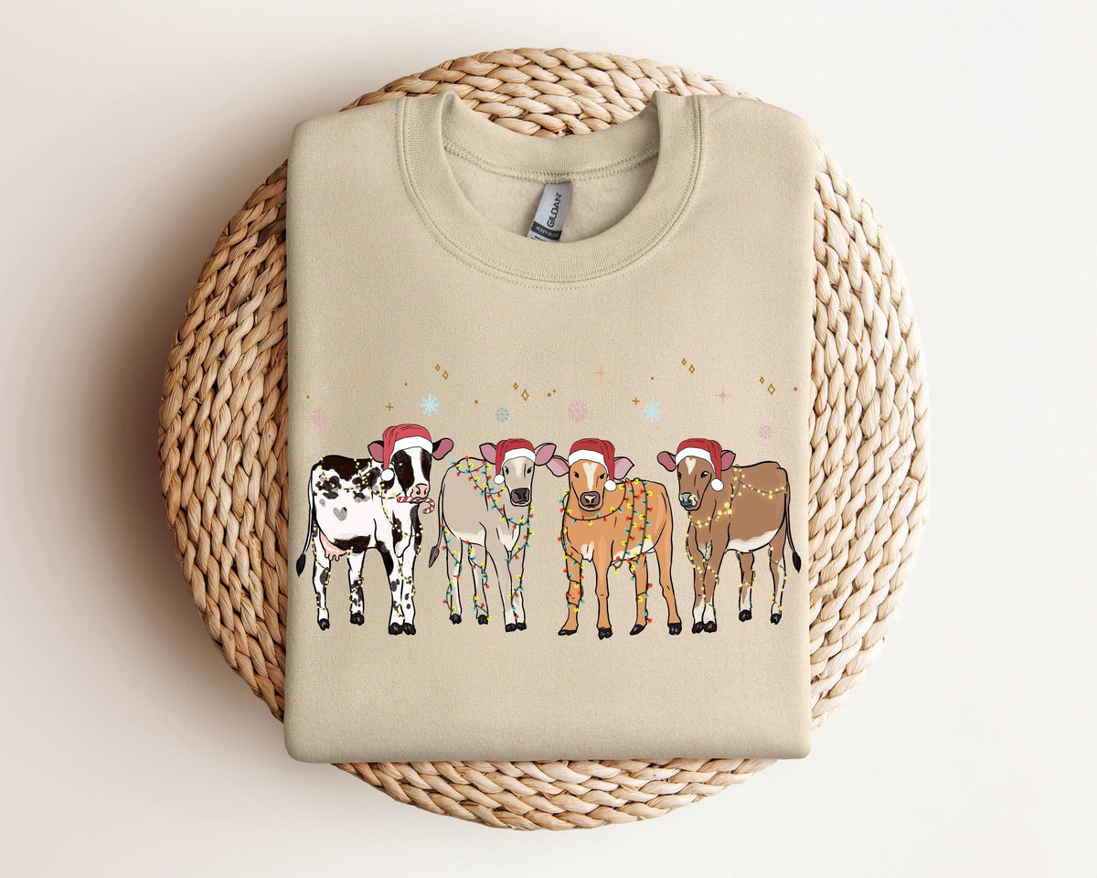 Christmas Cow Sweatshirt Cow Lover Gift Funny Christmas Shirt Holiday Sweater Farm Christmas Shirt Womens Cow Shirt Christmas Crewneck Sweatshirt – Feel-Good Design · Must-Have Style