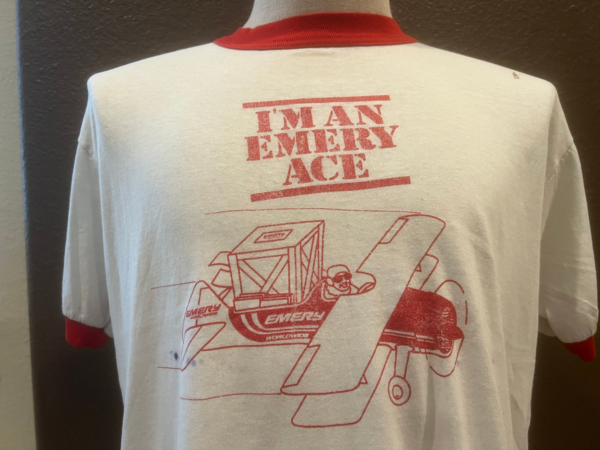 Vintage 8039s I39m An Emery Worldwide Ace White T Shirt Size L Graphic Tee – Aesthetic Look · High-Quality Print