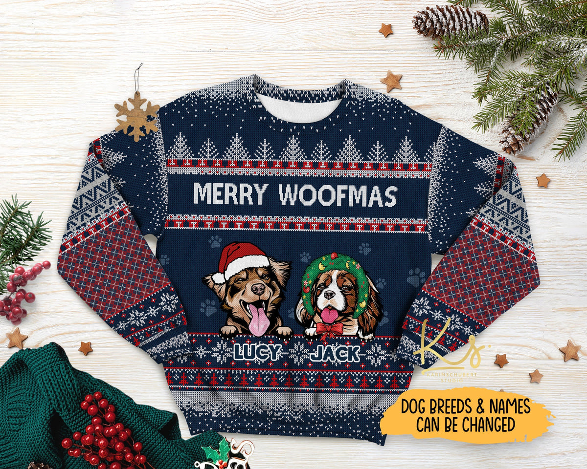 Woofmas Ugly Sweatshirts Merry Woofmas Sweatshirts Custom Ugly Dog Sweatshirts Christmas Dog Lover Sweatshirts Christmas Dog Owner Gifts Sweatshirt – Everyday Comfort · Trending Graphic Apparel