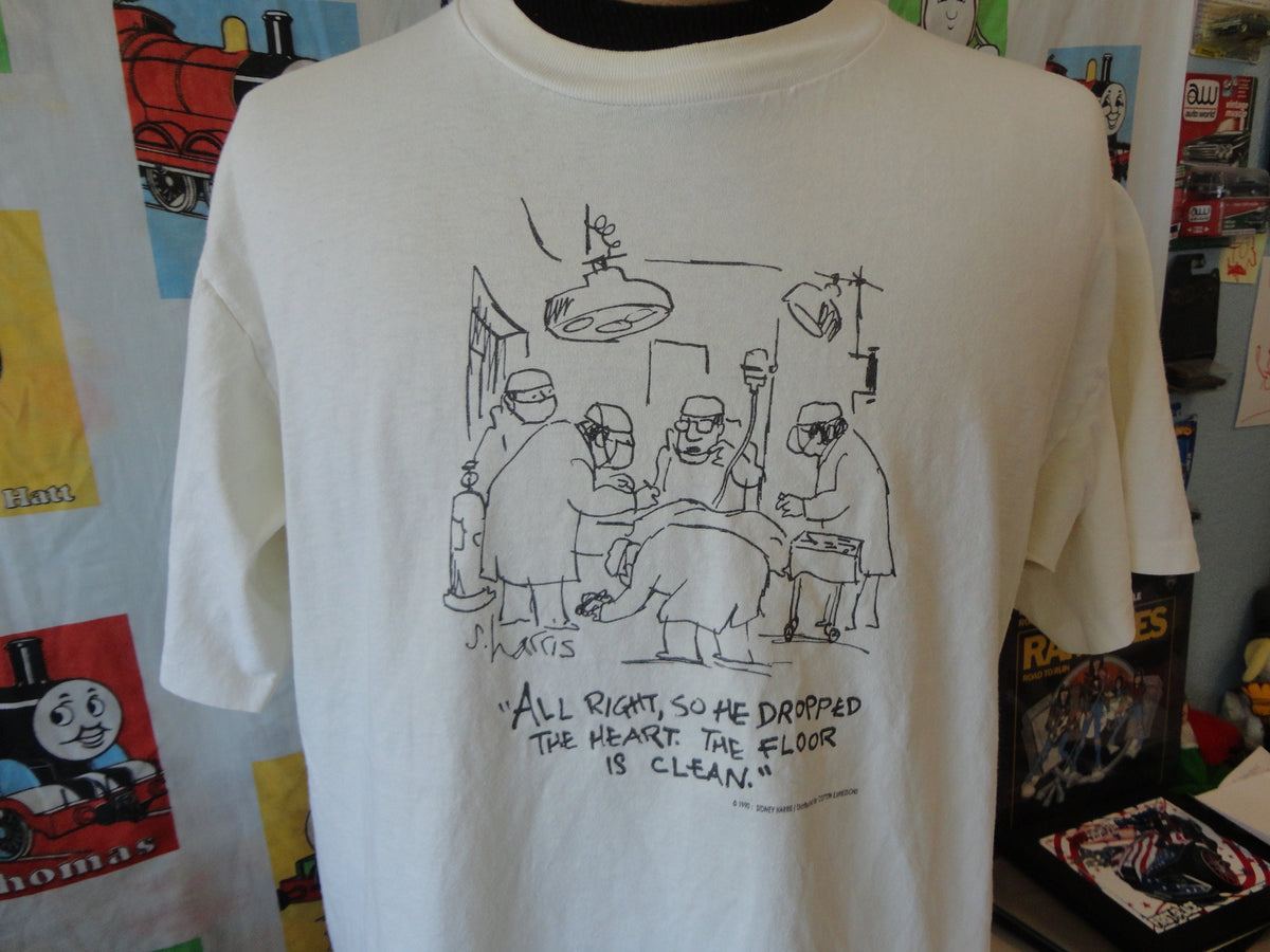 Vintage 9039s All Right So He Dropped The Heart The Floor Is Clean Sidney Harris Cartoon T shirt XL Graphic Tee – Premium Graphic · Trending Graphic Apparel