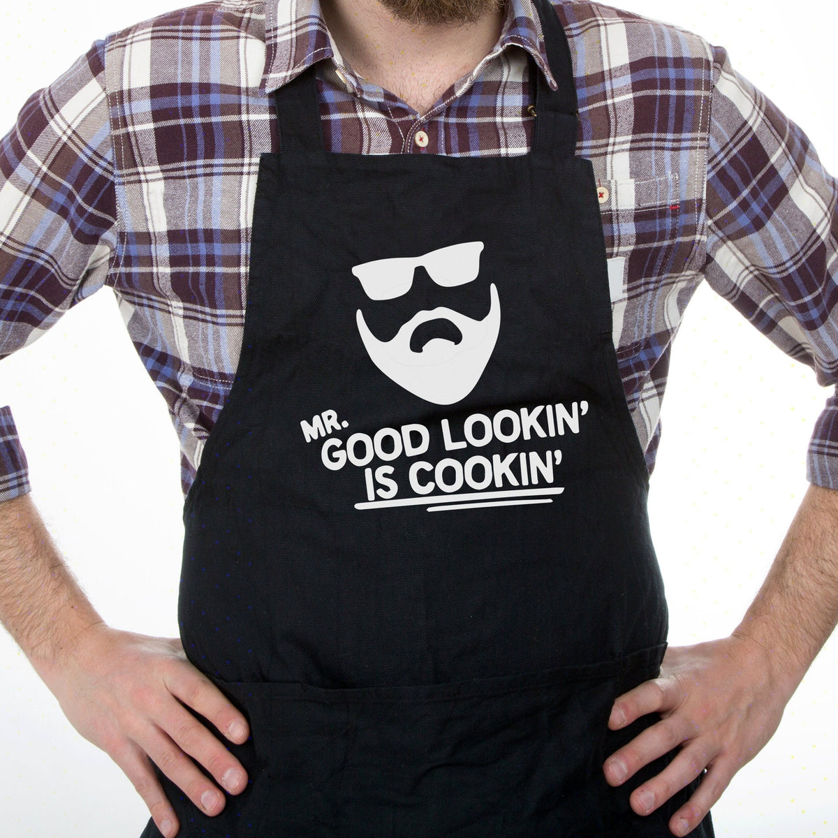 Mr Good Looking is Cooking Beard Black Apron For Him Fathers Day Birthday Christmas Gift Funny ECO Sustainable Graphic Tee – Soft Feel · Perfect For Daily Wear