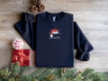 Embroidered Santa Cat Christmas Sweatshirt Festive Sweatshirt Holiday Apparel Cat Lover Gift Sweatshirt – Aesthetic Look · Must-Have Style