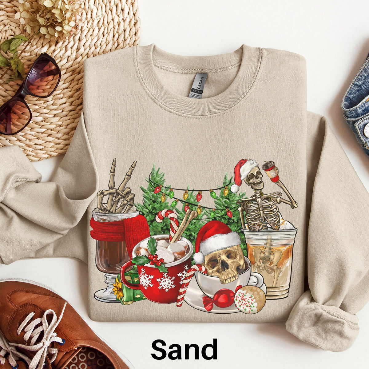 Skeleton Christmas Sweatshirt Coffee Lover Gift Funny Christmas Sweater Crewneck Holiday Sweatshirt Sarcastic Christmas Latte Shirt Sweatshirt – Easygoing Wear · High-Quality Print