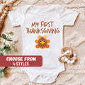 Thanksgiving Outfit Thanksgiving Bodysuit Turkey Baby Outfit Baby Shower Gift Fall Baby Bodysuit My First Thanksgiving Baby Bodysuit Graphic Tee – Aesthetic Look · Perfect For Daily Wear