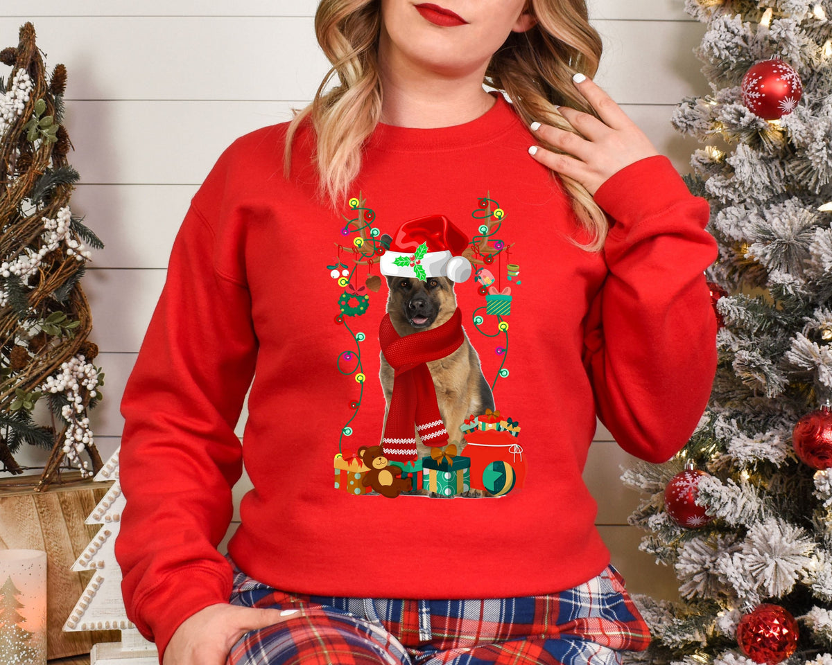 Xmas Sweatshirt German Shepherd Dog Christmas Sweater Unisex Xmas Jumper Day Stocking Filler Sweatshirt – Aesthetic Look · Trending Graphic Apparel